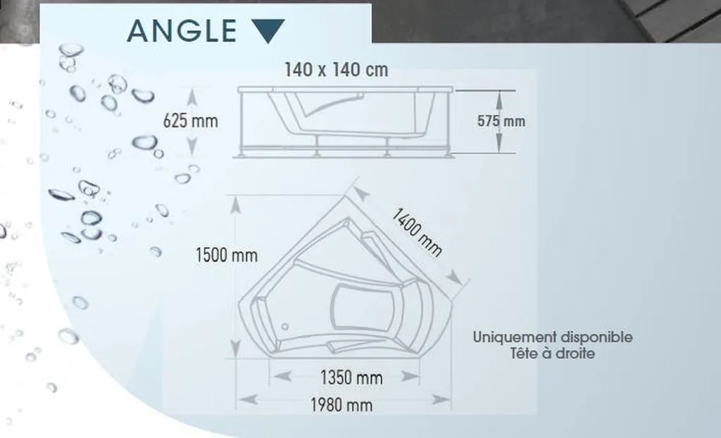 BAIGNOIRE BALNEOTHERAPIE Ligne Emotion avec Angle
