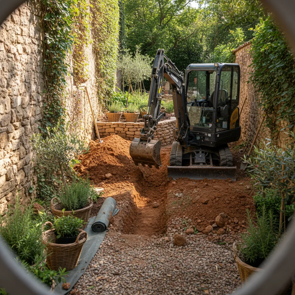 Artisan pour aménagement de jardin et terrassement avec pose géotextile à Draguignan vers Trans-en-Provence