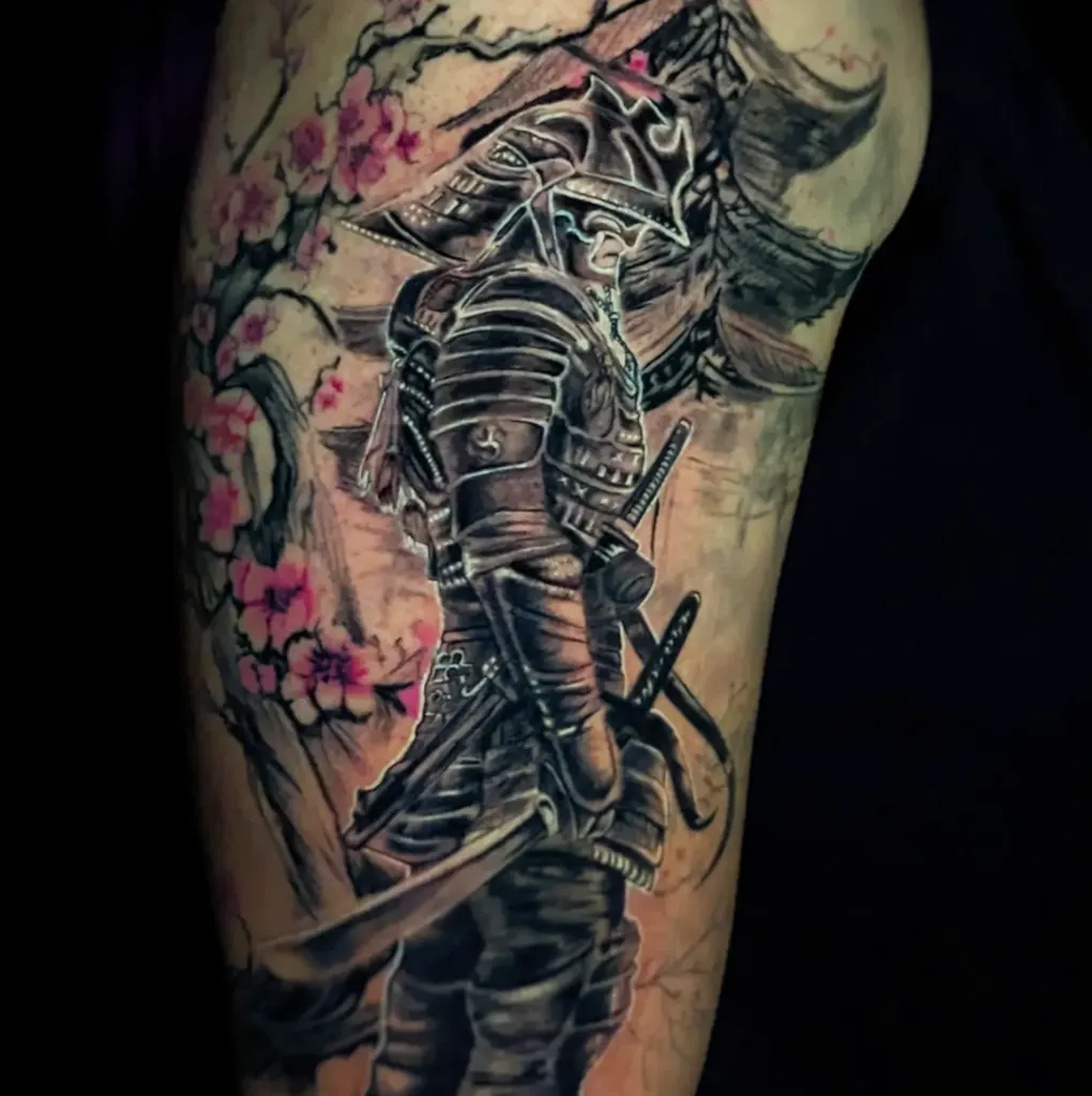 Tatoueur réalisme et portrait pour composition samouraï japonais sur-mesure près d'Ajaccio à Sarrola-Carcopino en Corse du Sud
