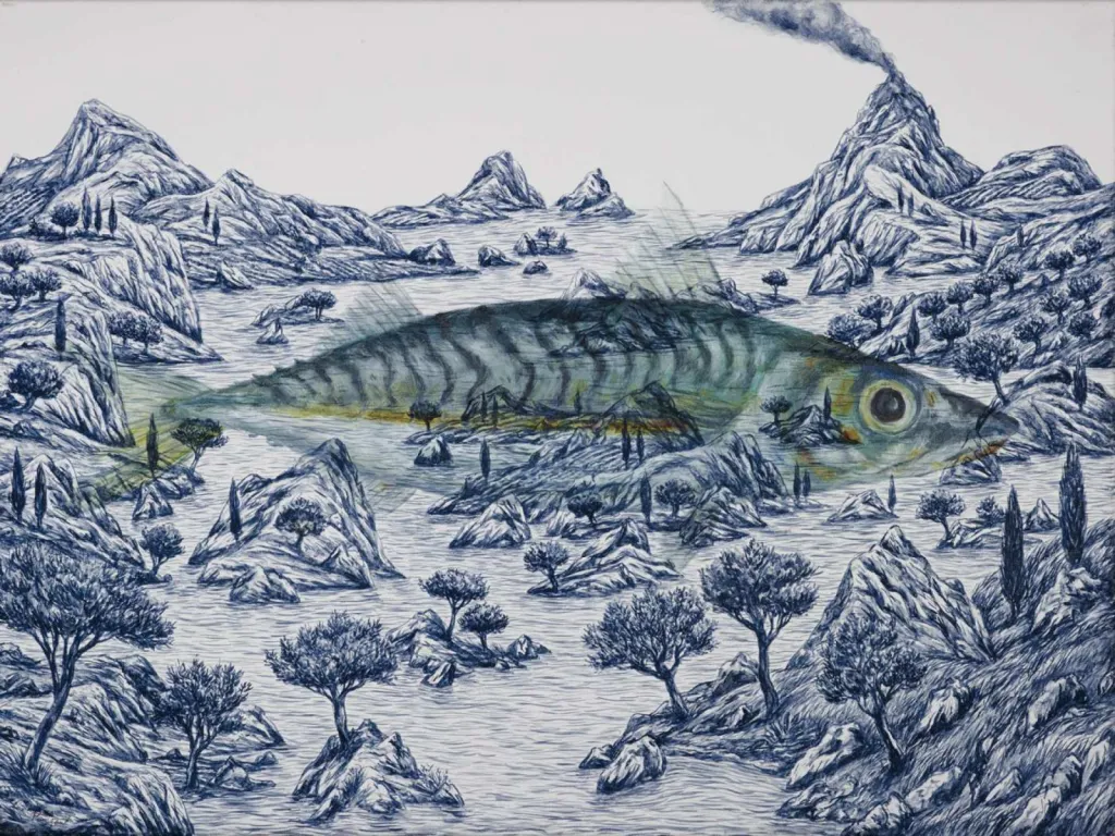 Reproduction de peinture  Sans titre Poisson 80 x 60