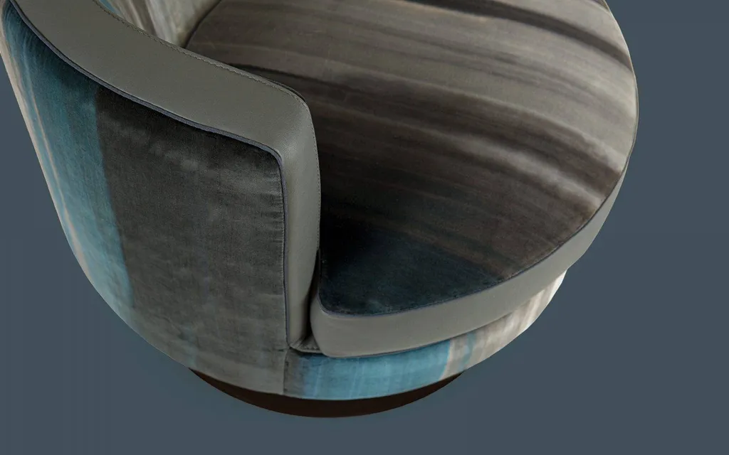 fauteuil qui tourne en cuir ou tissu rond Hyeres