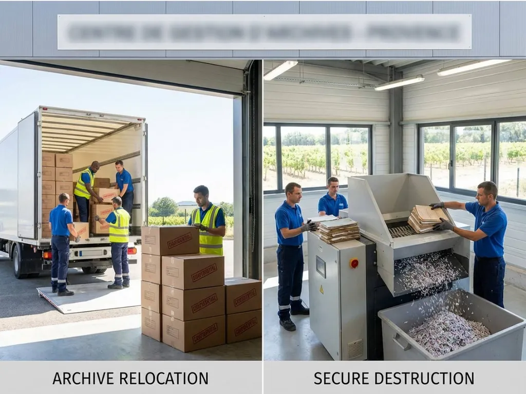Service complet déménagement et destruction d'archives : transfert sécurisé + broyage industriel certifié. Un seul prestataire, certificat de destruction sous 48h. Paca Recyclage Marseille-Aix