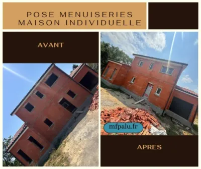 Pose de menuiseries, fenêtres et volets pour une maison en construction sur 2 étages en Haute-Garonne