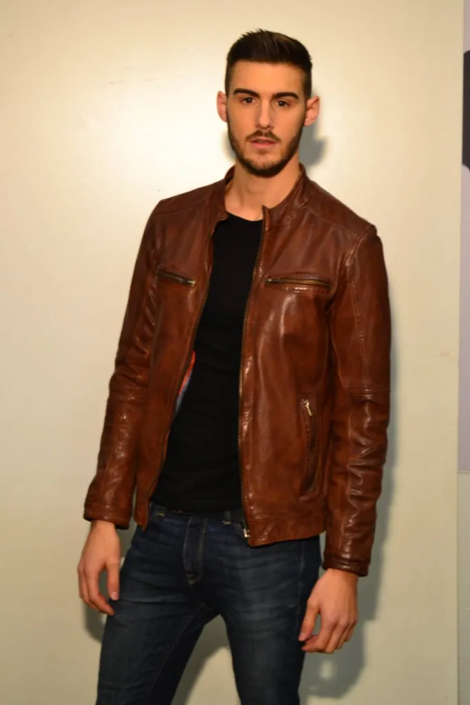 blouson cuir cognac Giovanni homme