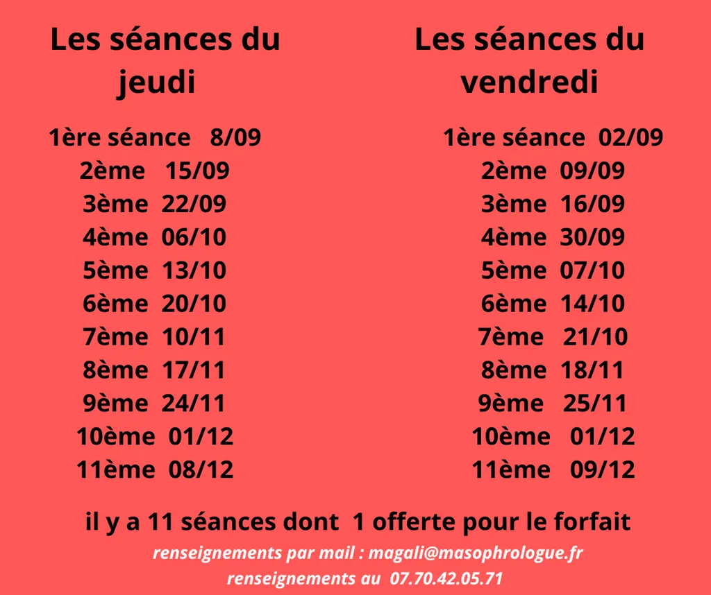 les dates des séances collectives sophrologie le havre