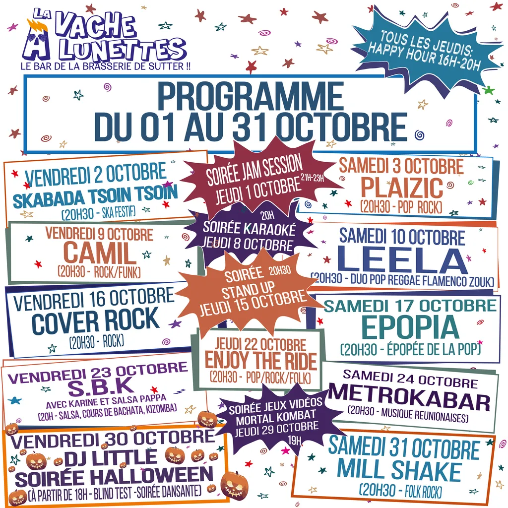 Programme d’octobre à La Vache à Lunettes : concerts, soirées et animations à Gisors