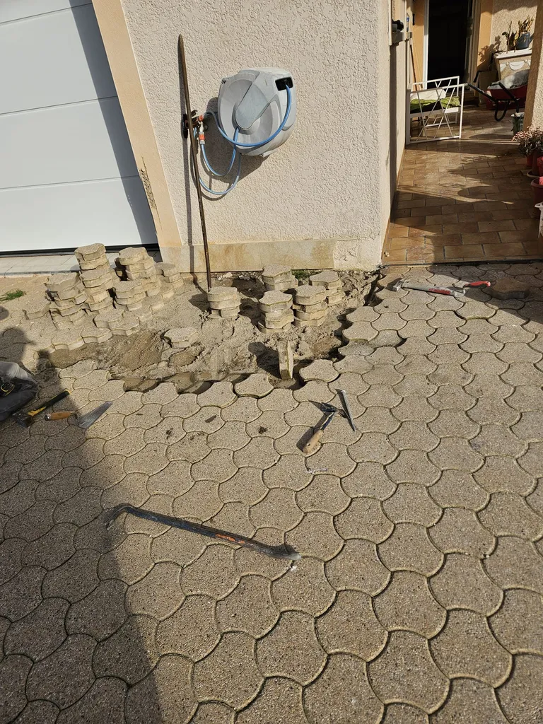 Démolition pavés terrasse 