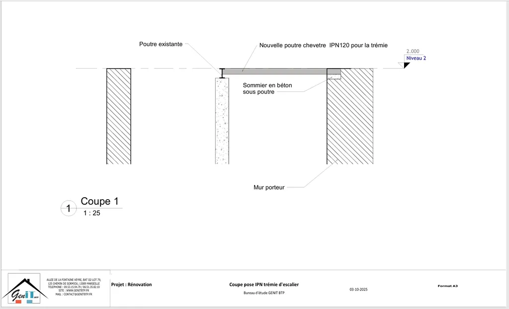 Étude de faisabilité et calcul de structure pour aménagement de combles en mezzanine à Aix-en-Provence