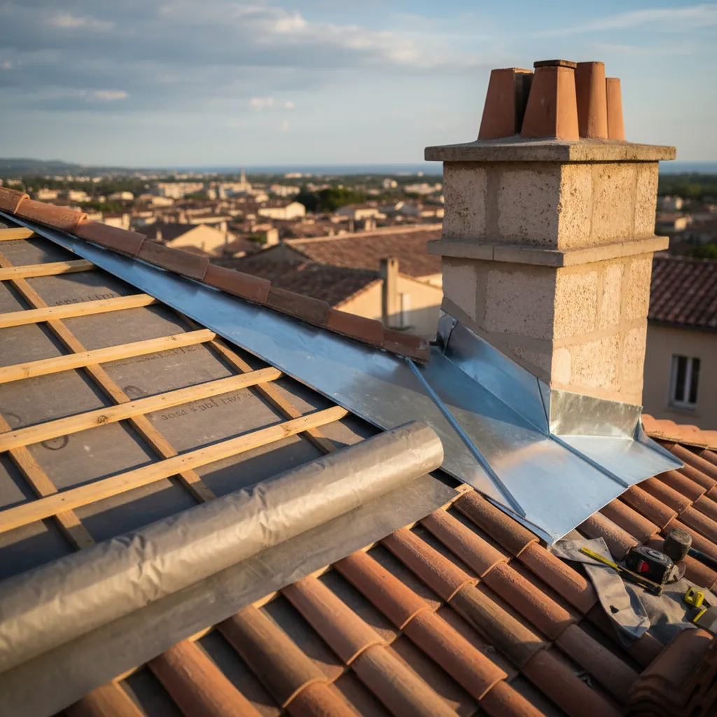 Spécialiste en étanchéité de toiture à Montpellier avec installation d’écran sous-toiture HPV et réalisation de solins et noues en zinc par couvreur Hérault 34