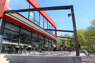 Pergola à velum - Restaurant L'Hermitage - Saint-Victoret - Bouches-du-Rhône - Pleine ouverture