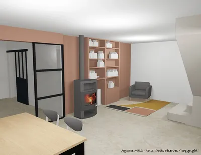 architecte d' intérieur pour rénover et décorer une villa sur region d' Aix-En-Provence séjour entrée pole à granule