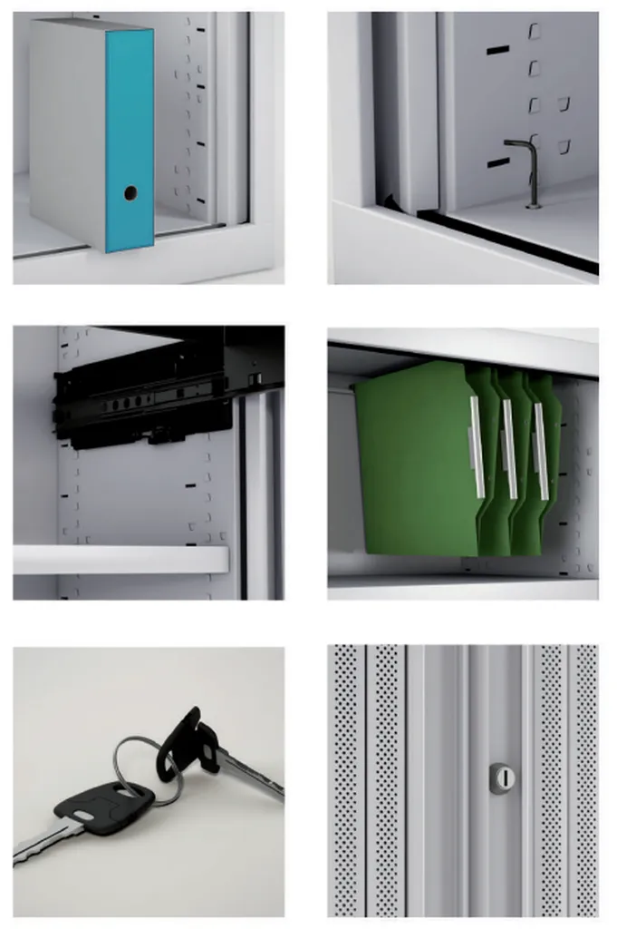 Armoires métal à rideaux, accessoires 