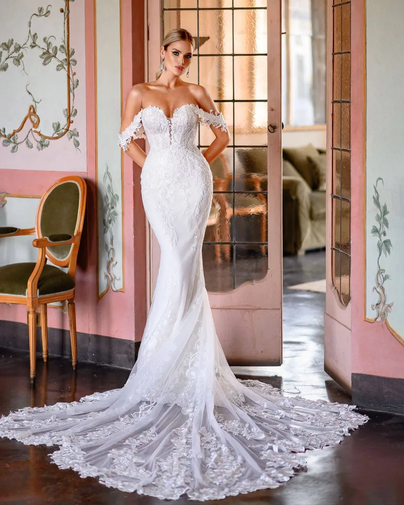 robe de mariée sirène longue traine dentelle décolleté bateau solution cérémonie Marseille