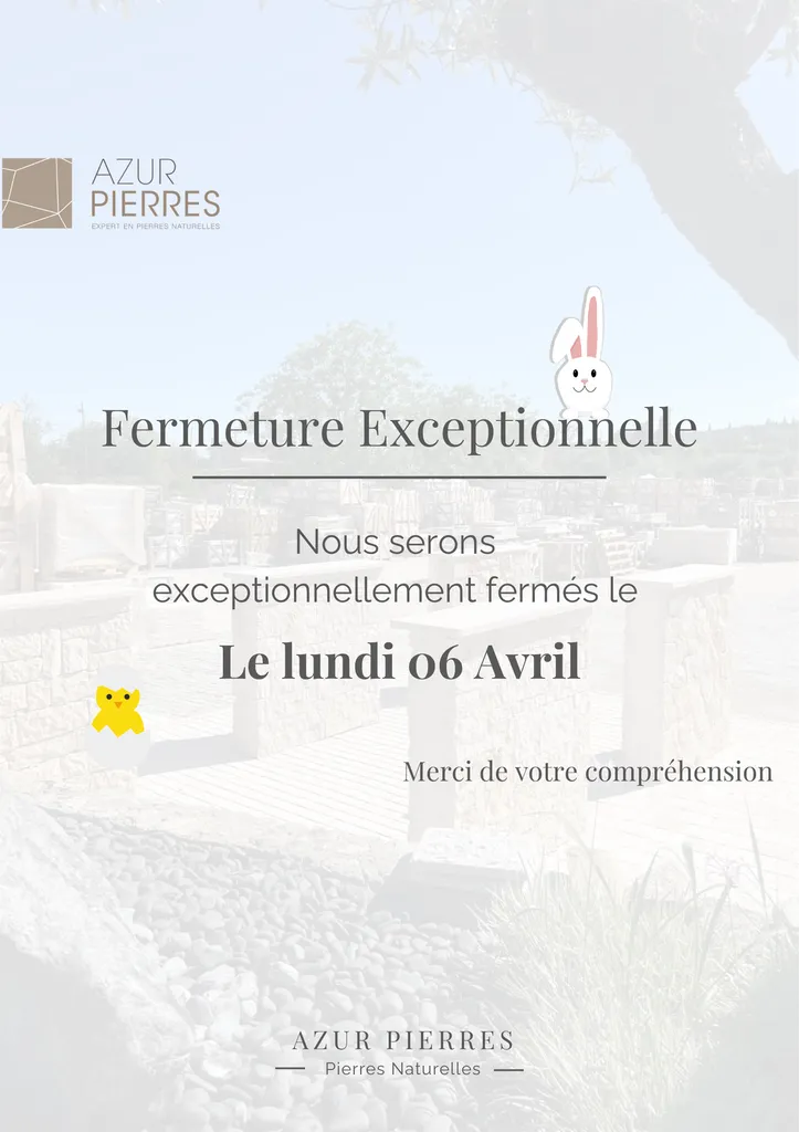 Fermeture exceptionnelle lundi de Pâques
