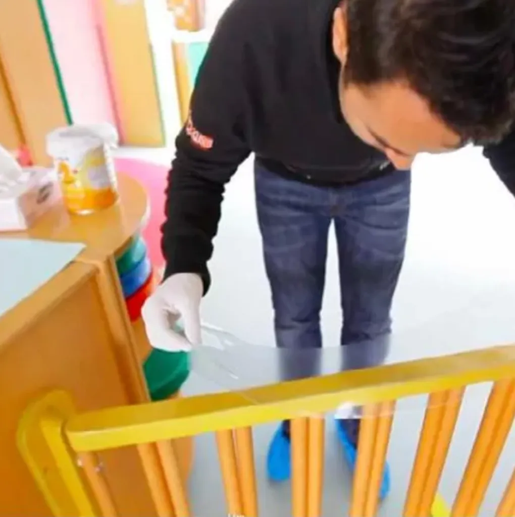 Pose de film adhésif anti-microbien pour protection COVID