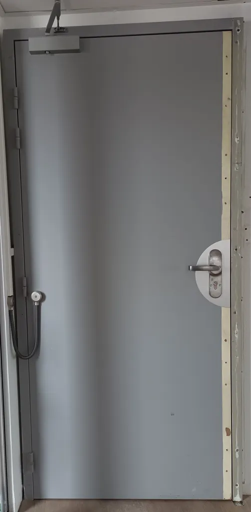 Serrure abloy installé sur porte existante avec cheminement dans la porte