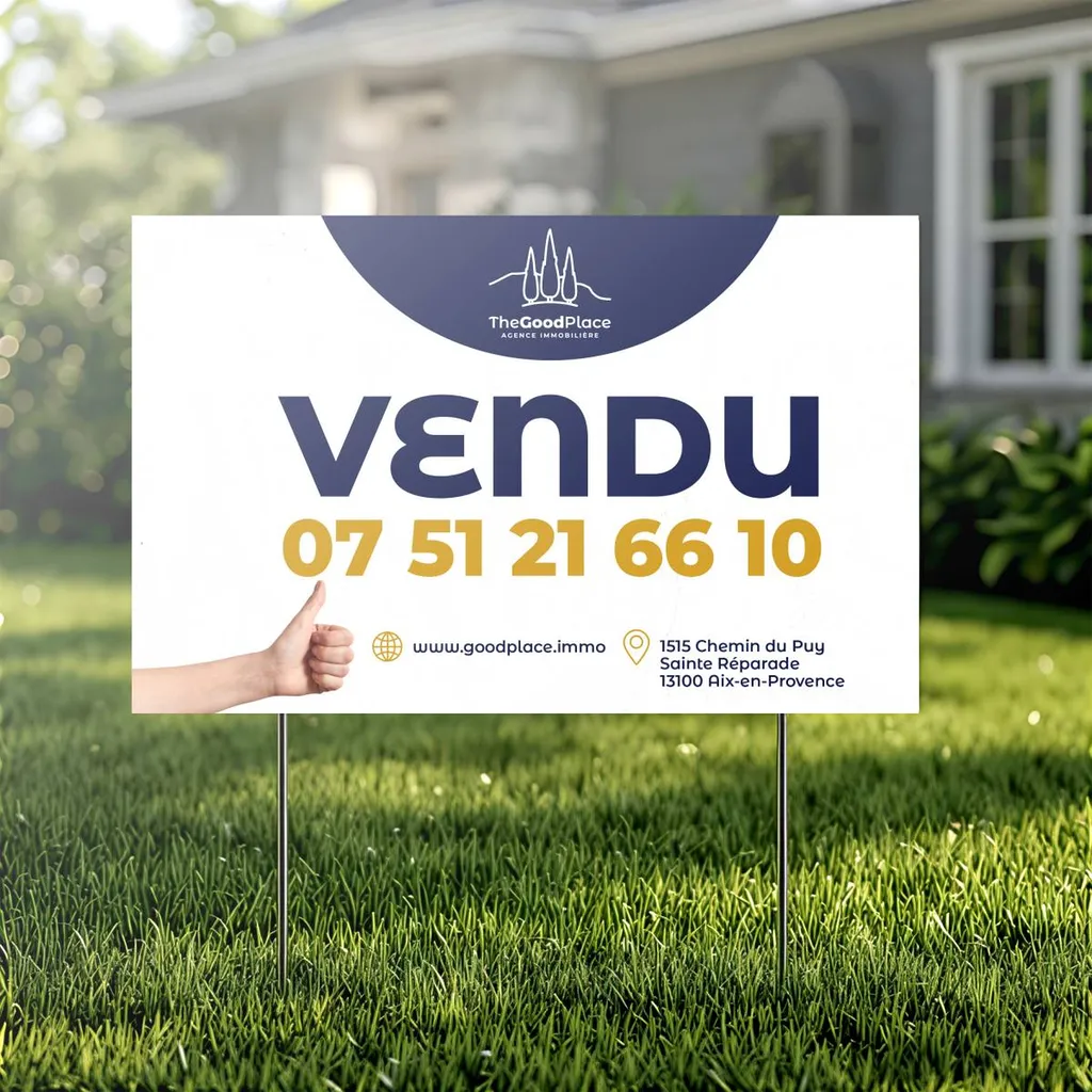 graphisme et impression panneau immobilier the good place aix en provence