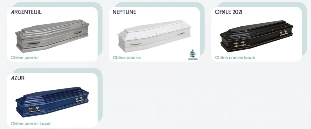 Cercueil en chêne haut de gamme argent blanc bleu marine et noir dès 2120€ pour inhumation à Haguenau près de Val de Moder