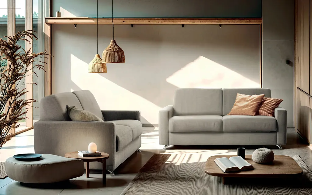 Associez le confort de couchage avec matelas de 17 cm et le design italien de notre canapé-lit HYERES personnalisable et pas cher