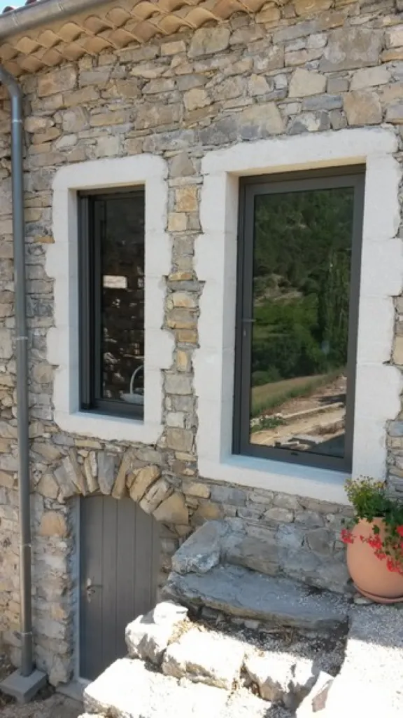 Porte Fenêtre en aluminium sablé gris 