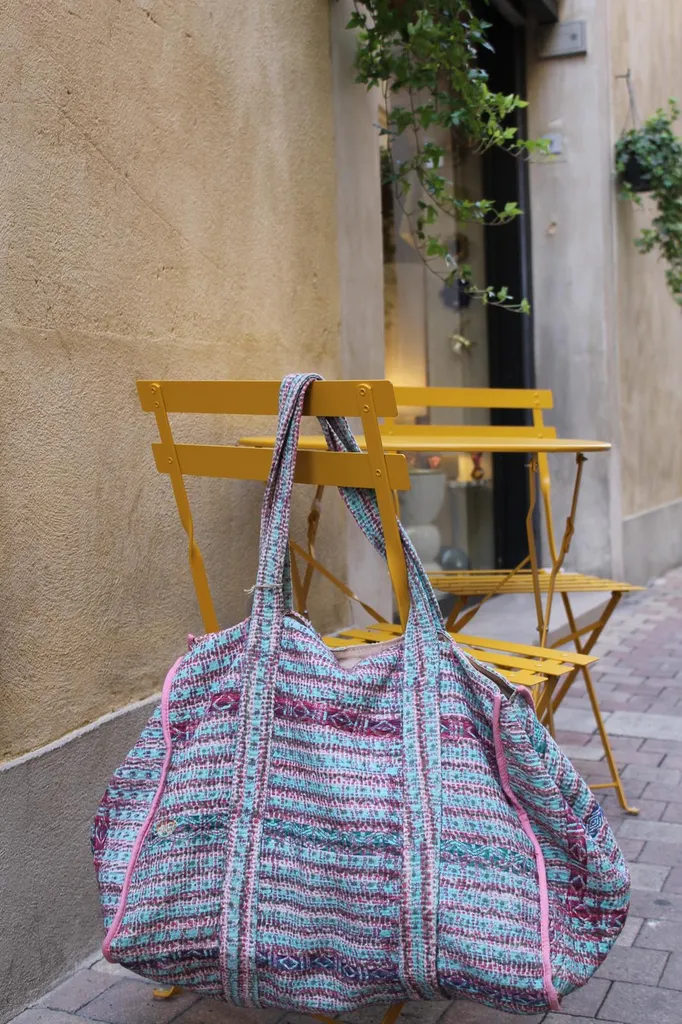 Grand sac cabas imprimé blockprint Maison Lilo