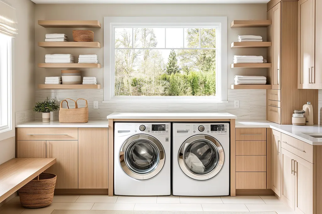 Aménager une buanderie sur mesure ergonomique avec meubles de rangement pour électroménager à Toulouse et Miremont en Haute-Garonne