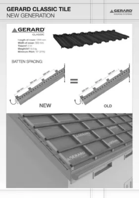 Espacement liteaux Tuile GERARD CLASSIC