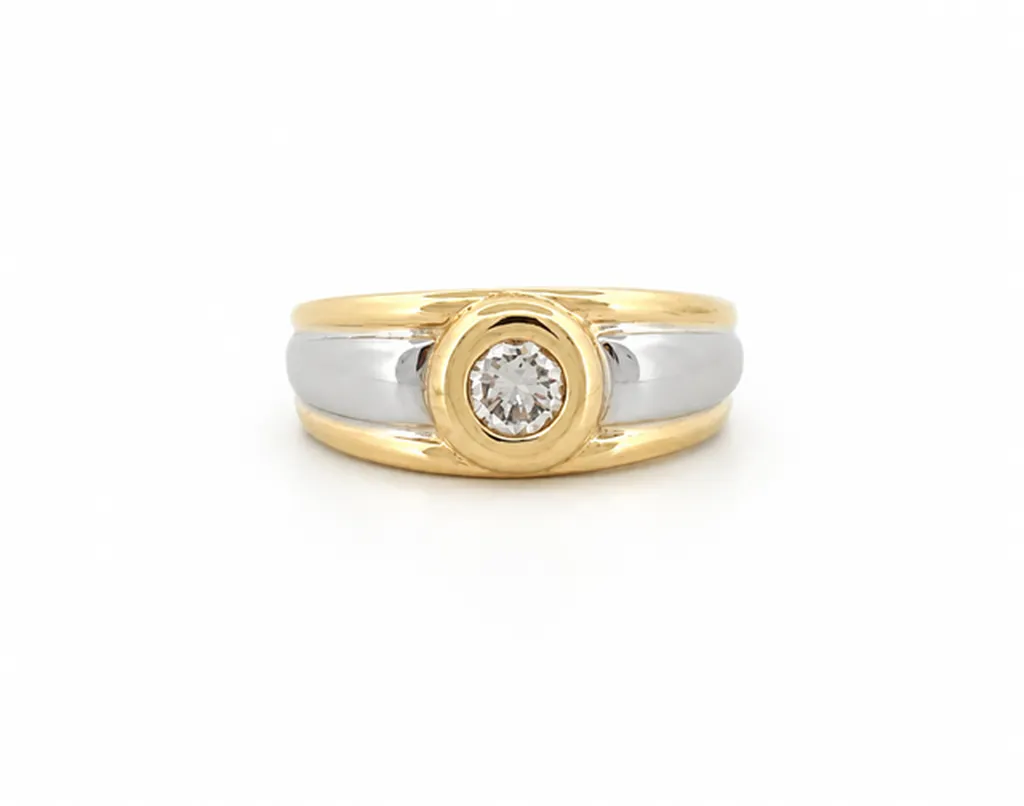 Bague diamant 0,35 carat en or bicolore disponible chez Or Ligne Bassin d’Arcachon