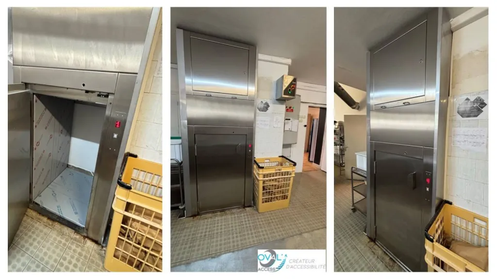 Synthèse de cette installation d'un nouveau monte-charges 300 kgs SKG terminé dans ce centre de loisirs près de Marseille