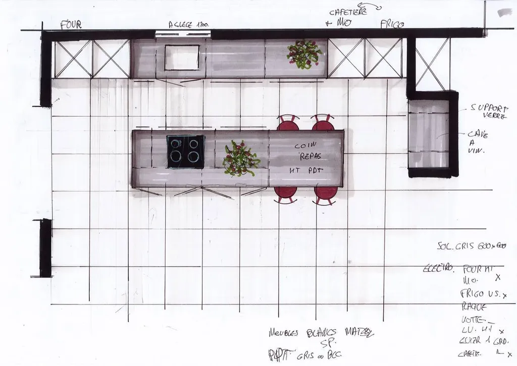 plan de cuisine équipée à la main lyon