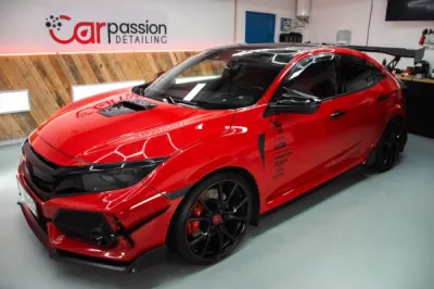 Protection carrosserie PPF sur becquet et malle arrière d’une Honda Civic Type R à Beauvais