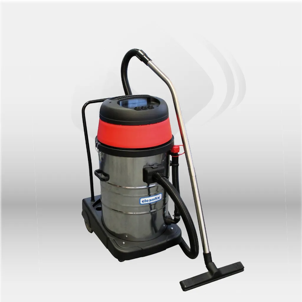 Aspirateur eau et poussière professionnel Cleanfix SW60 grande capacité inox, équipé de trois moteurs pour aspiration puissante de liquides et déchets solides en milieu industriel, idéal pour ateliers, chantiers et collectivités – disponible à Mont-de-Mar