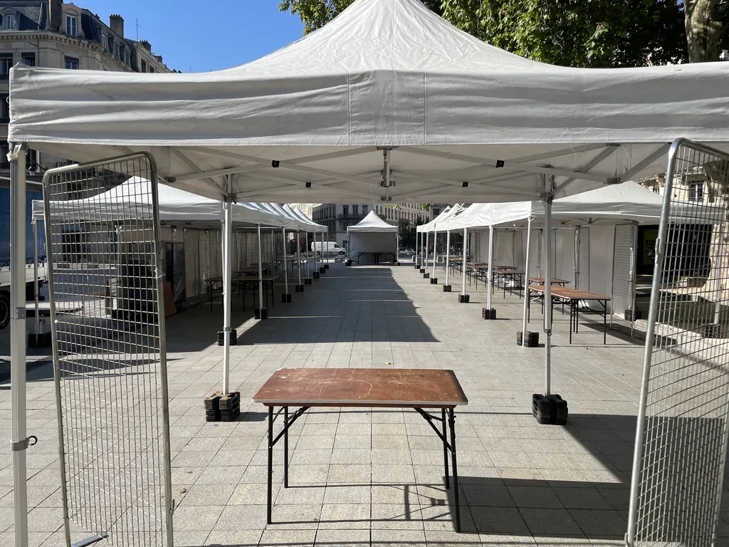 Location et installation de tables et grilles d'expo sur place de la république à Lyon