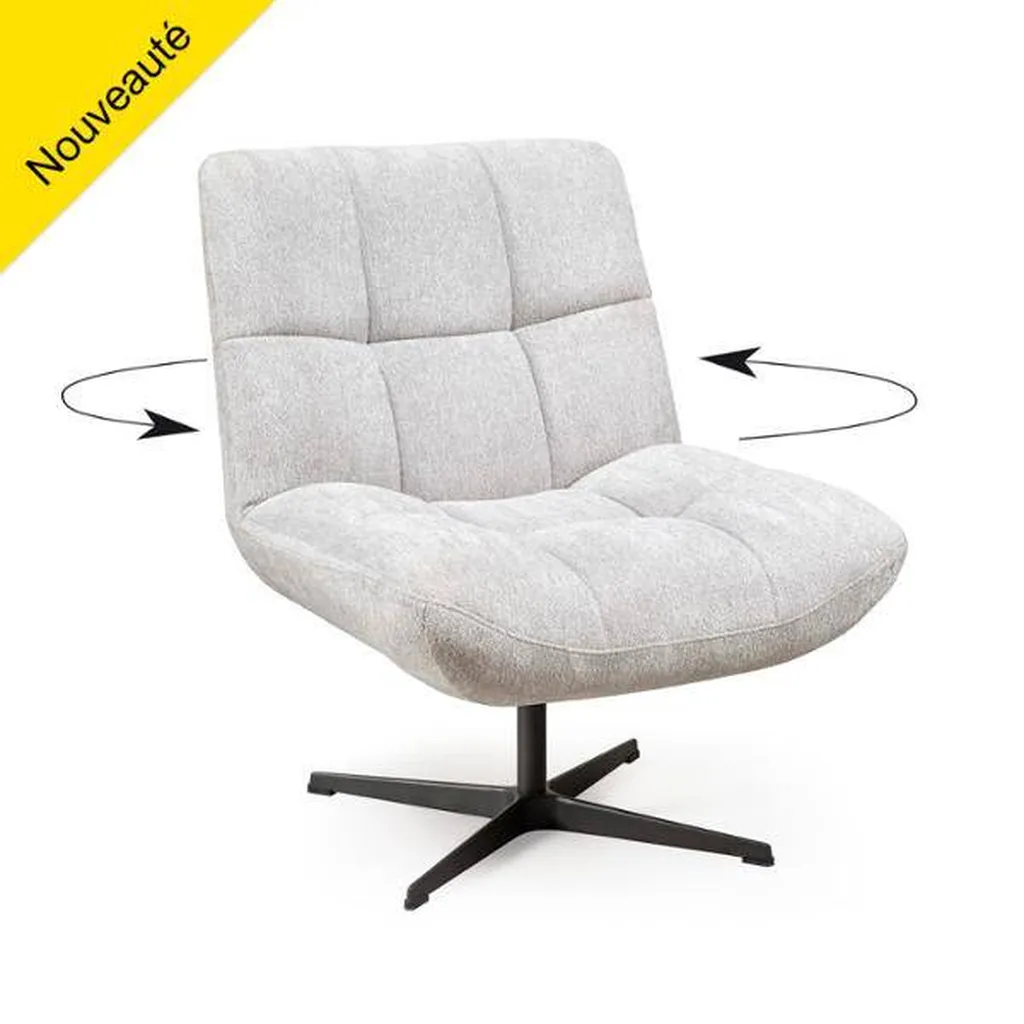Vente d'un fauteuil pivotant 360° ANGELE en tissu