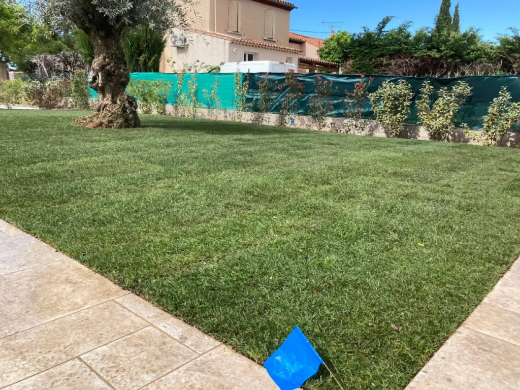 Pose de gazon en rouleau pour villa Berre l Etang