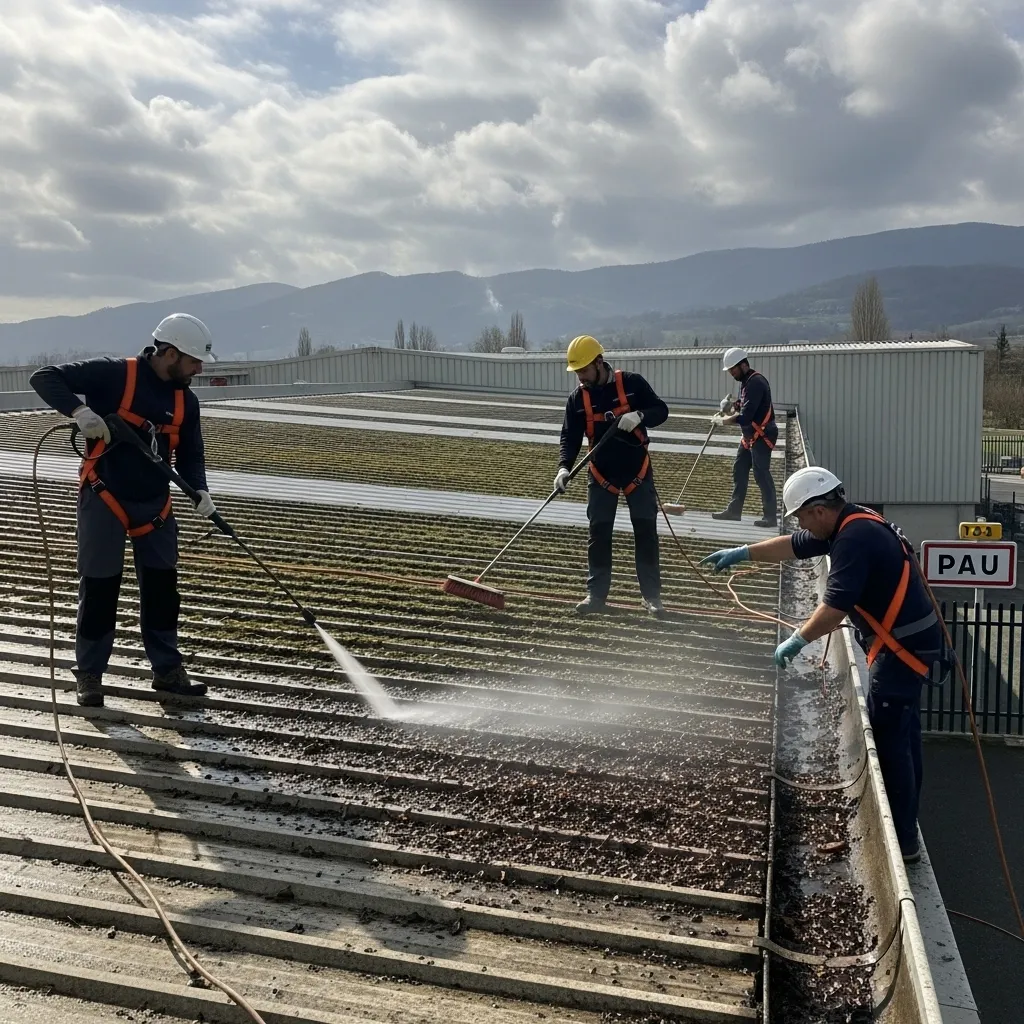Nettoyer la toiture d’un bâtiment industriel pour éviter les infiltrations à Pau et Mont-de-Marsan