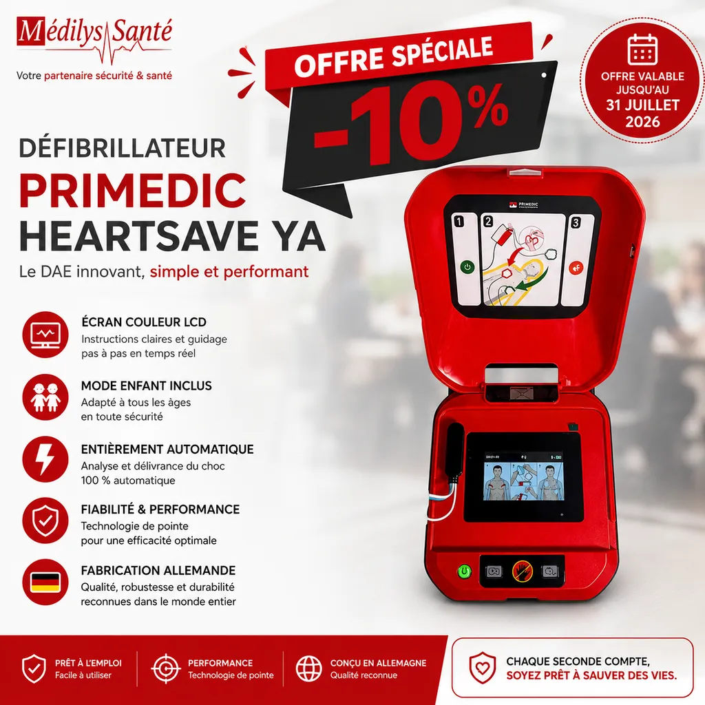 Offre promotionnelle de 10 % sur le défibrillateur Primedic HeartSave YA destiné aux entreprises et collectivités à Beauvais.