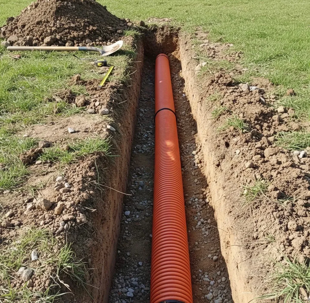 Travaux de tranchée technique et réseaux enterrés avec enrobé à chaud pour installation de bornes de recharge en entreprise à Martillac.