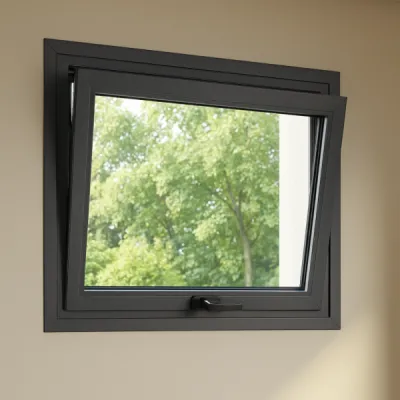 Réalisation de fenêtres soufflet aluminium laqué RAL 7016 granité avec vitrage isolant 28 mm et commande à levier OL 90 à Gennevilliers