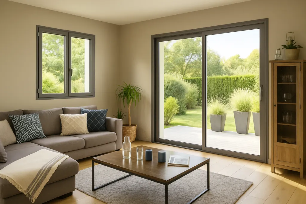 Porte et fenêtre en anodisé naturel satiné