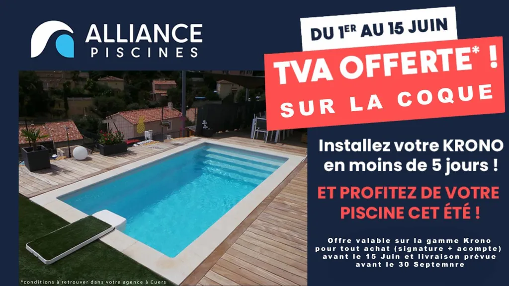 TVA Offerte piscine moderne coque polyester
