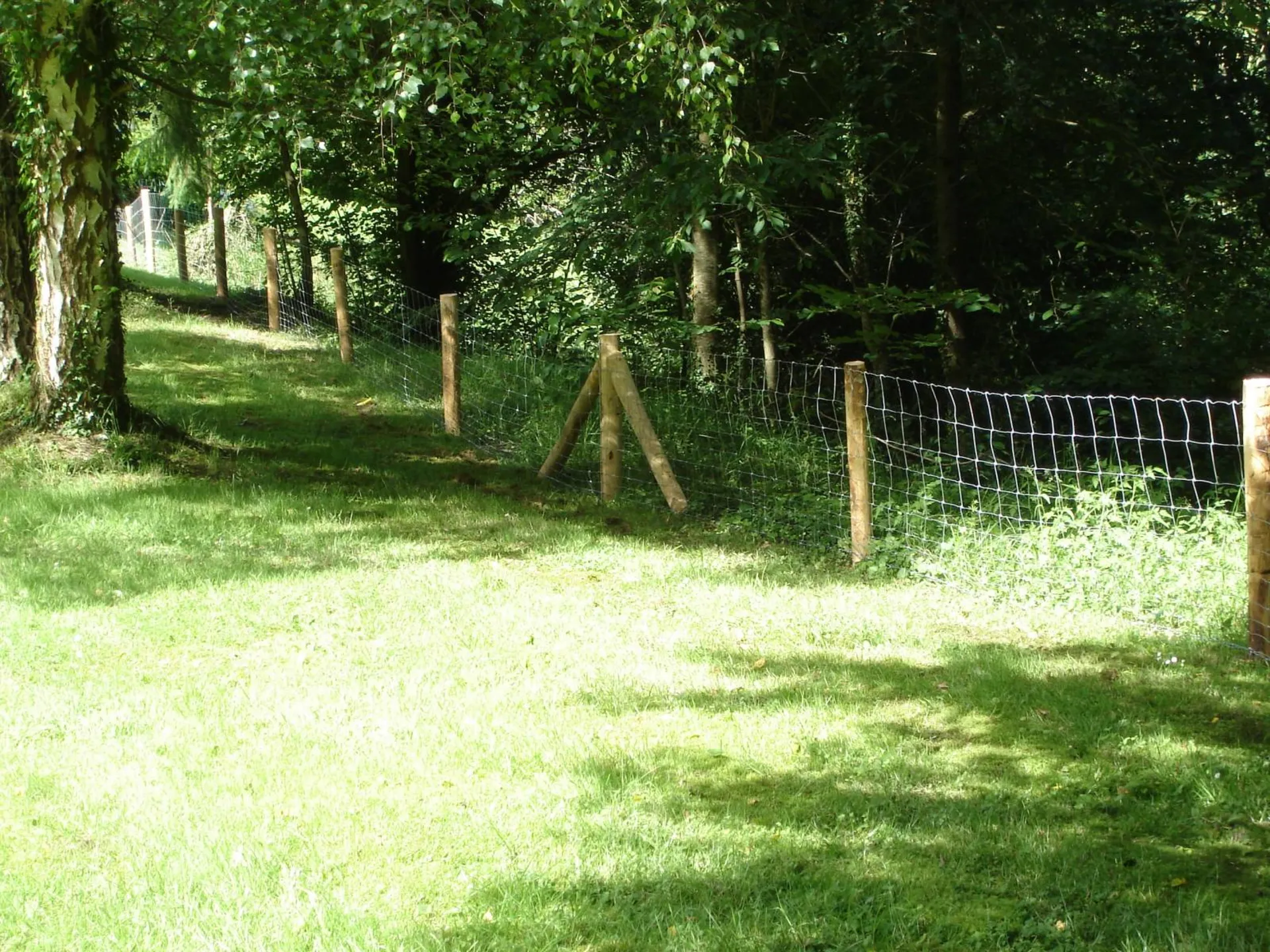 Installation de clôture pour canaliser un chien dans une propriété du Calvados