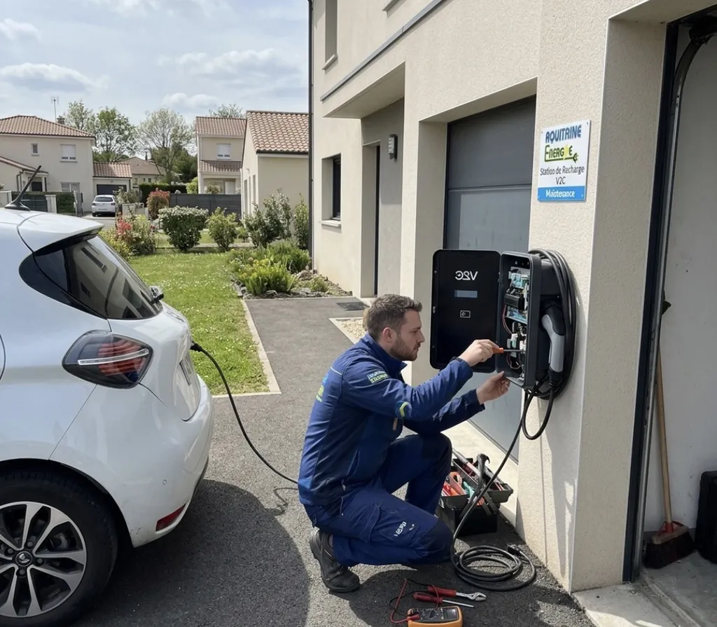 A Begles 33130 en Gironde, suivi technique annuel et contrôle des protections pour l'activation de la garantie quatre ans de votre borne de recharge