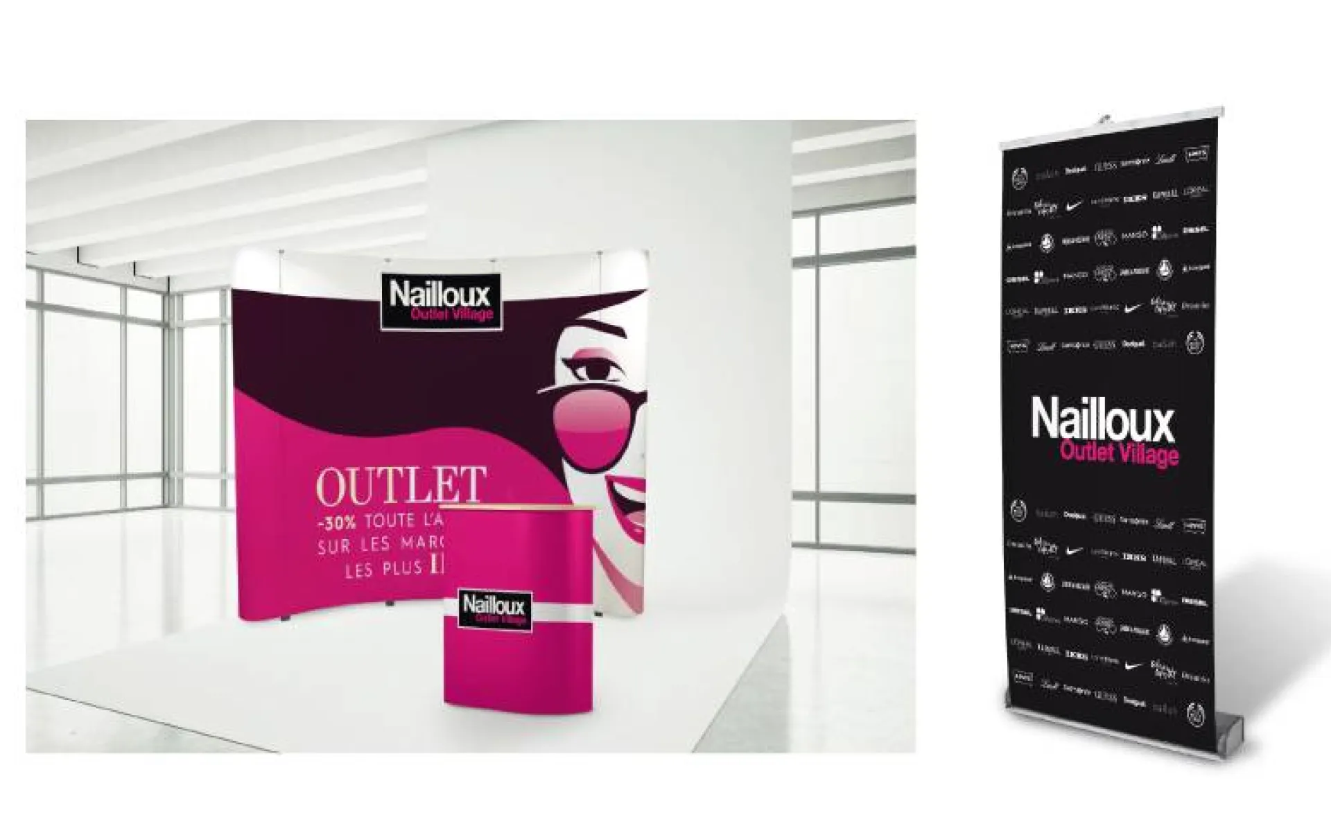 Création de support de communication pour le village de marques à Nailloux