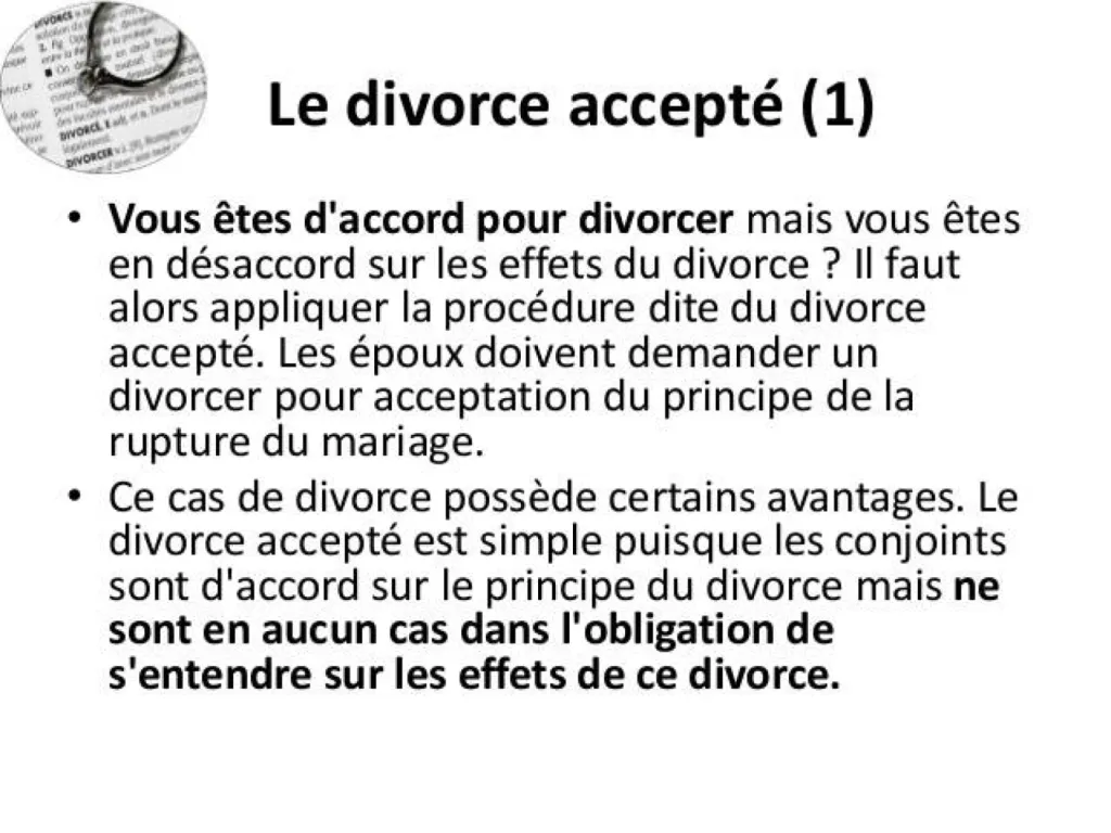 Le divorce accepté