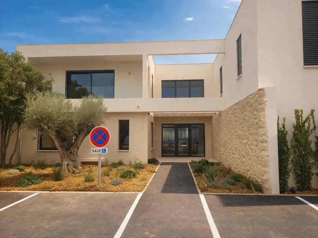 bureaux contemporains pierre en façade 