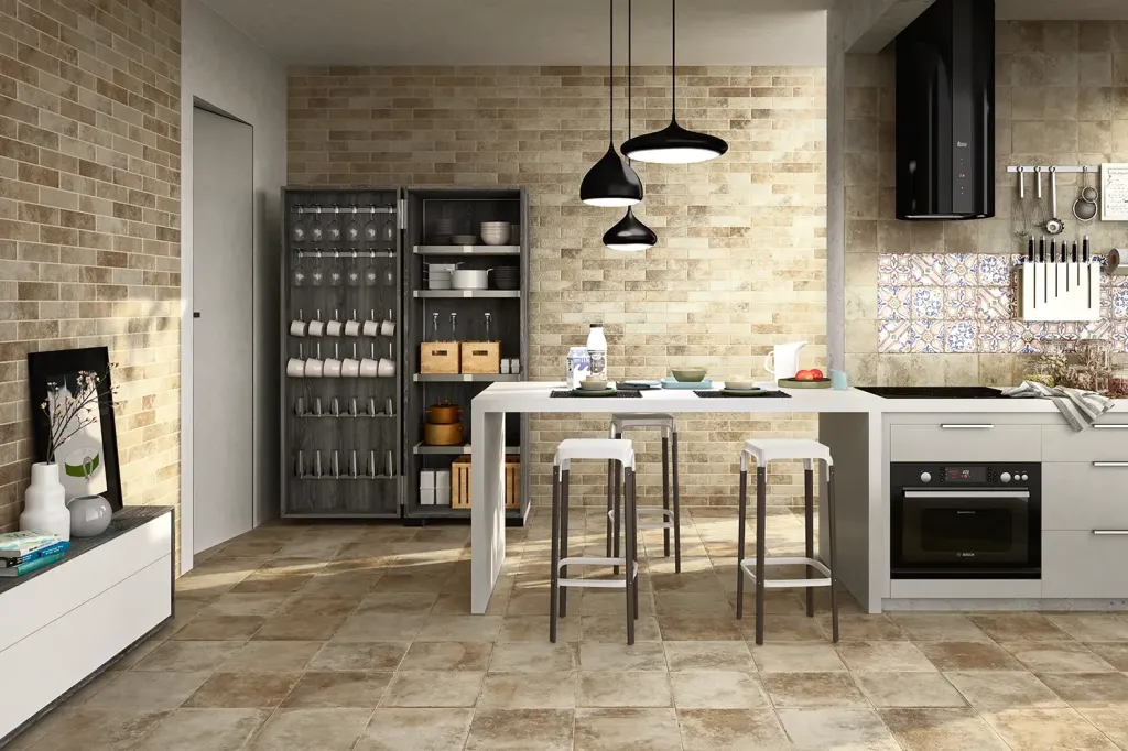 À Mont-Saint-Aignan, proche de ROUEN, les mosaïques MATERIA habillent les murs de salle de bain avec subtilité.