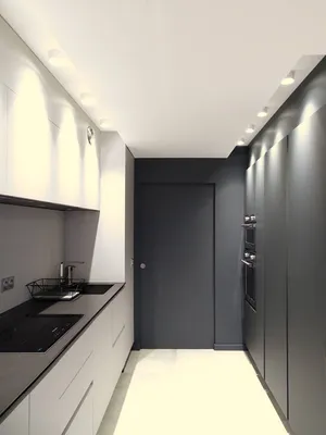 cuisine en longueur colonnes et meubles bas