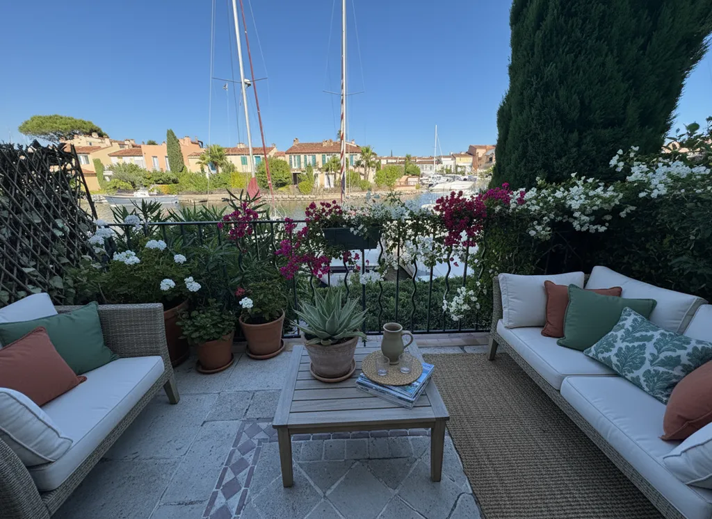 Vente Appartement de Prestige Pieds dans l'Eau à Port Grimaud avec Terrasse Vue Canaux, Garage et Amarrage Bateau Privé