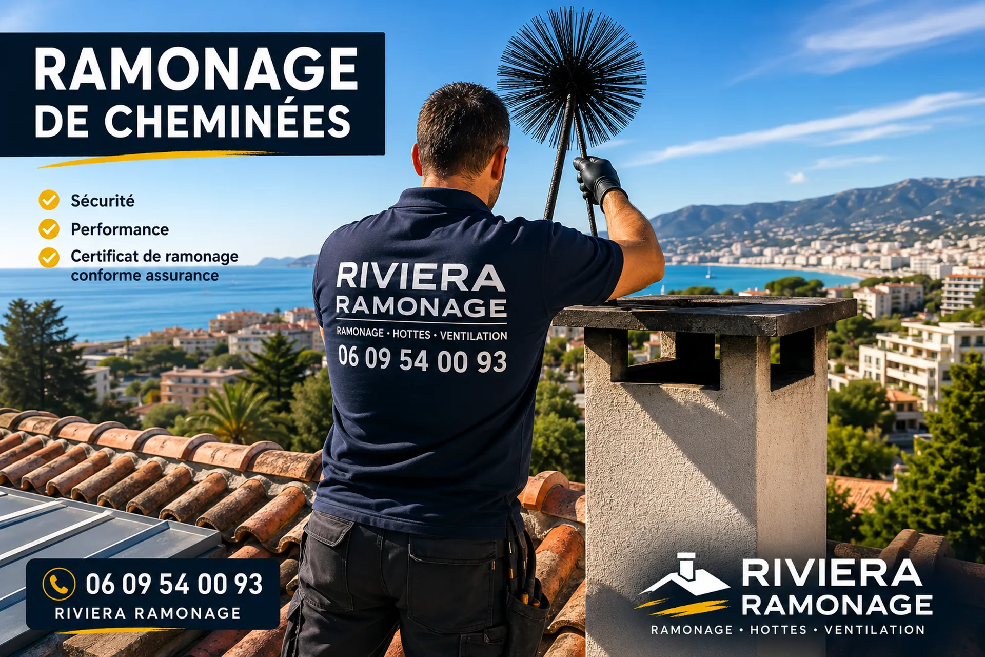 Ramonage cheminées chaudières fioul chaudières gaz poêles bois poêles granules nettoyage dégraissage hottes professionnelles sur la Côte d’Azur par Riviera Ramonage, expert certifié COSTIC